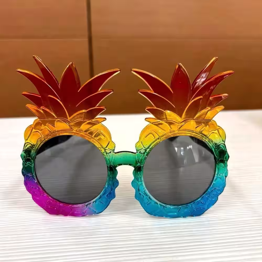Tropikal Ananas Tasarımlı Renkli Hawaii Parti Gözlüğü