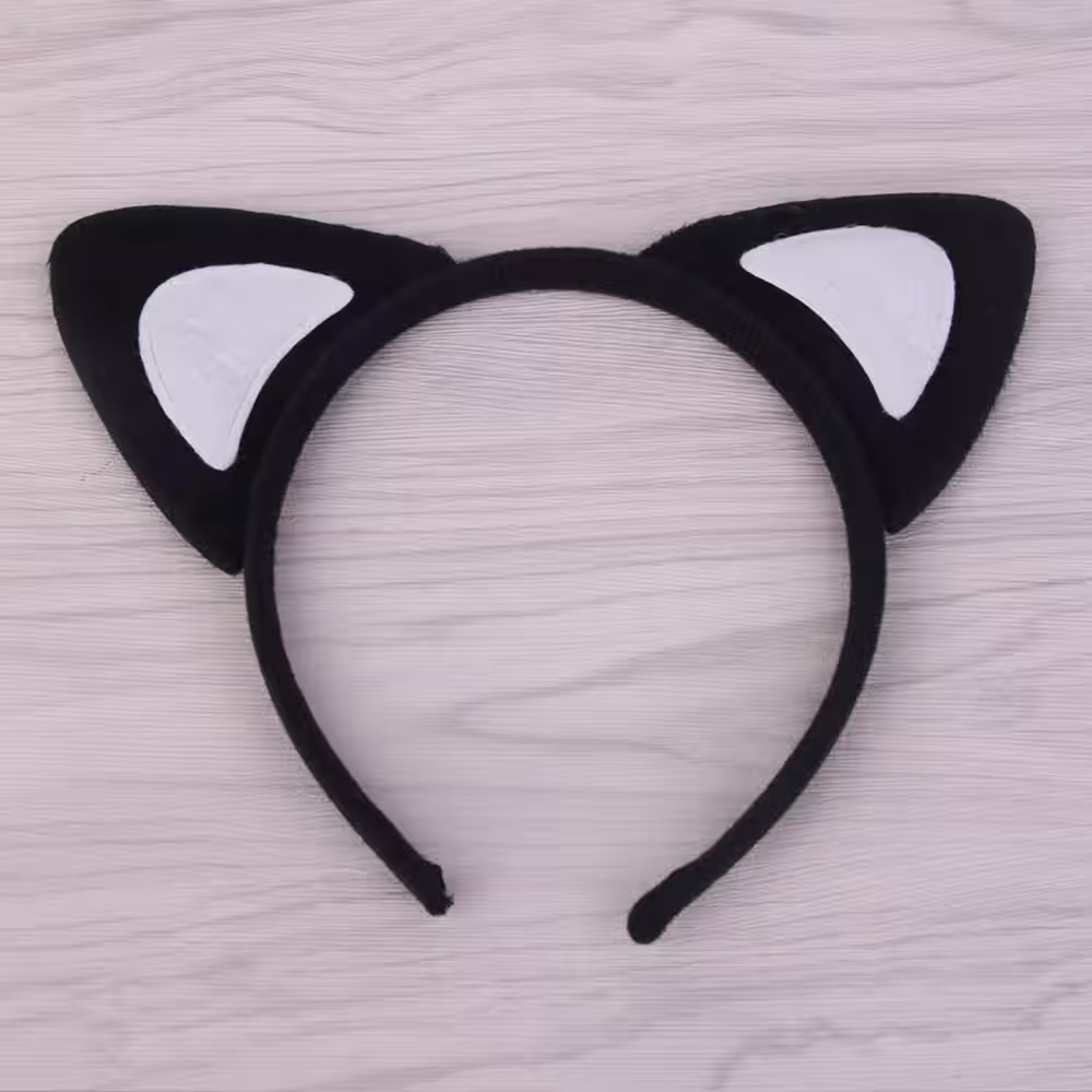 Kedi Kulak Taç Siyah İçi Beyaz Renk Pofuduk 15X17 cm