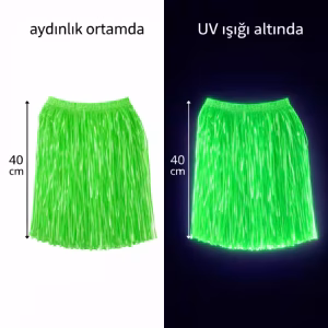 Neon Yeşil Hawaii Parti Eteği 40 cm