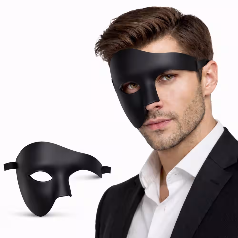 Siyah Yarım Erkek Maske – Phantom Parti & Balo Maskesi