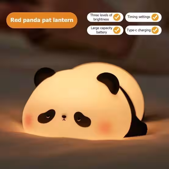 Yatan Panda Silikon Gece Lambası Şarjlı – Dokununca Işık Değiştiren Toptan