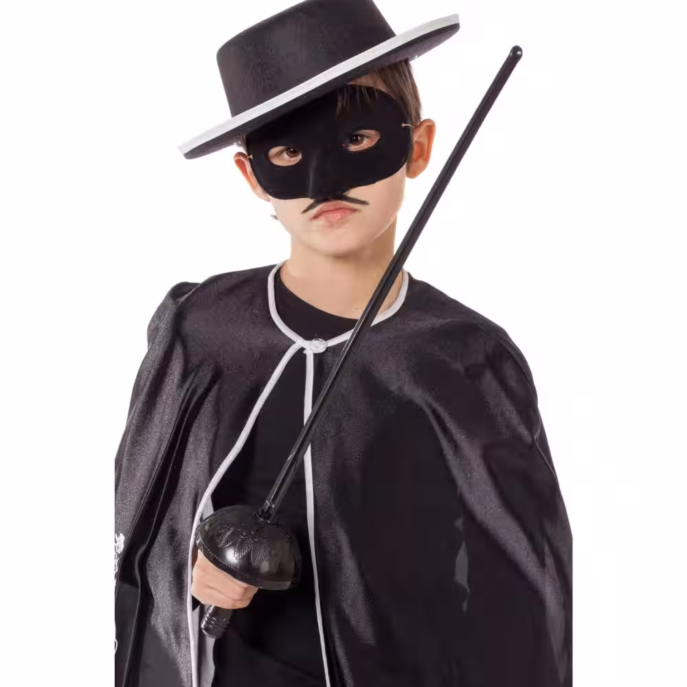 Zorro Kostüm Plastik Aksesuar Seti – Maske ve Kılıç (67 cm)