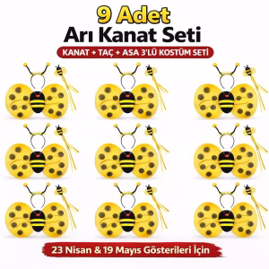 9’lu Arı Kostüm Seti – Kanat Taç Asa