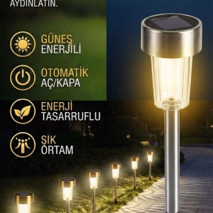 Güneş Enerjili Bahçe Lambası Plastik Saplama 10lu Set