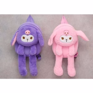 Peluş Işıklı Oynar Kulaklı Kuromi Sırt Çantası Alk3011