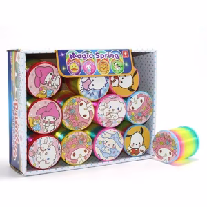 Sanrio Karakterli Magic Spring Stres Yayı - Standlı Gökkuşağı Renkli Oyuncak Seti 12'Li Alk3988