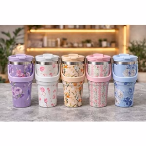 700 Ml Taşıma Kulplu Paslanmaz Çelik Termos Mug - Vakumlu Isı Yalıtımlı Bardak Alk4629