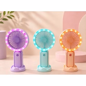 Mini Şarjlı El Fanı 3 Kademeli Işıklı Alk5643