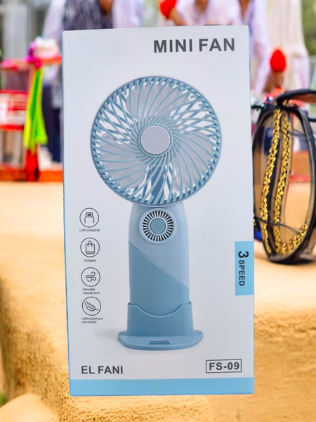 El Fanı FS-09 Çift Renkli Mini Fan | 3 Kademeli & Stantlı