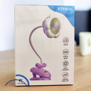 Katjmer KTFN-14 Mandallı Esnek Masa Fanı | Işıklı & Type-C Şarjlı