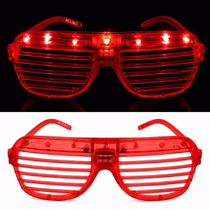 LED Işıklı Panjur Parti Gözlüğü Kırmızı Renk Shutter Gözlük