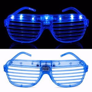 LED Işıklı Panjur Parti Gözlüğü Mavi Renk Shutter Gözlük