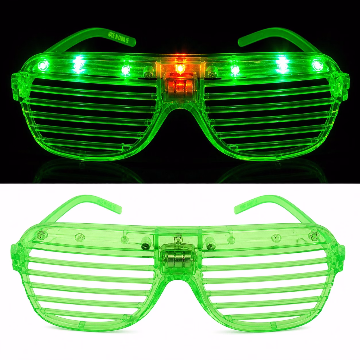 LED Işıklı Panjur Parti Gözlüğü Yeşil Renk Shutter Gözlük