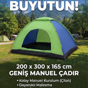 Kolay Kurulumlu Pratik Kamp Çadırı 8 Kişilik (220x300x170)