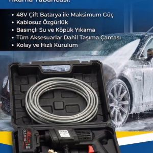 48V Şarjlı Çift Bataryalı Taşınabilir Basınçlı Oto Yıkama Bahçe Sulama Tabancası
