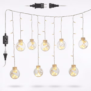 3 Metre 10 Toplu Perde LED Işık - Gün Işığı Şeffaf Dekoratif Aydınlatma - 8 Fonksiyonlu Led