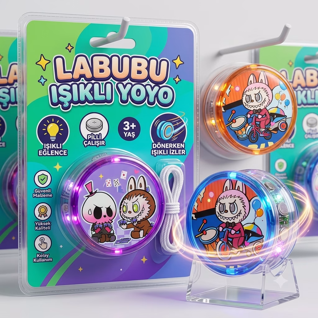 Toptan Labubu Işıklı Yoyo | Trend Karakterli Eğlence 12 li paket