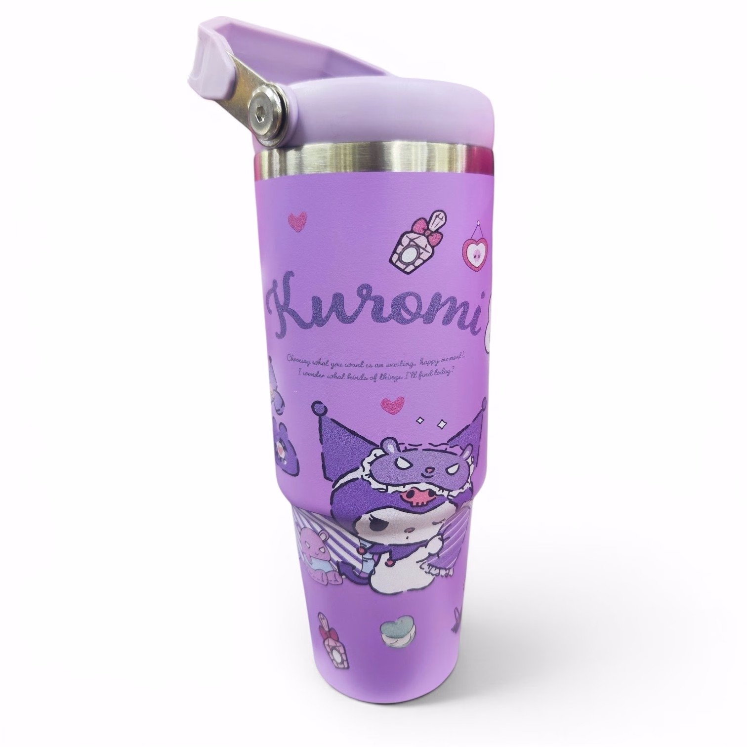 Toptan Kuromi Tasarımlı Çelik Termos | Mor Büyük Boy Mug