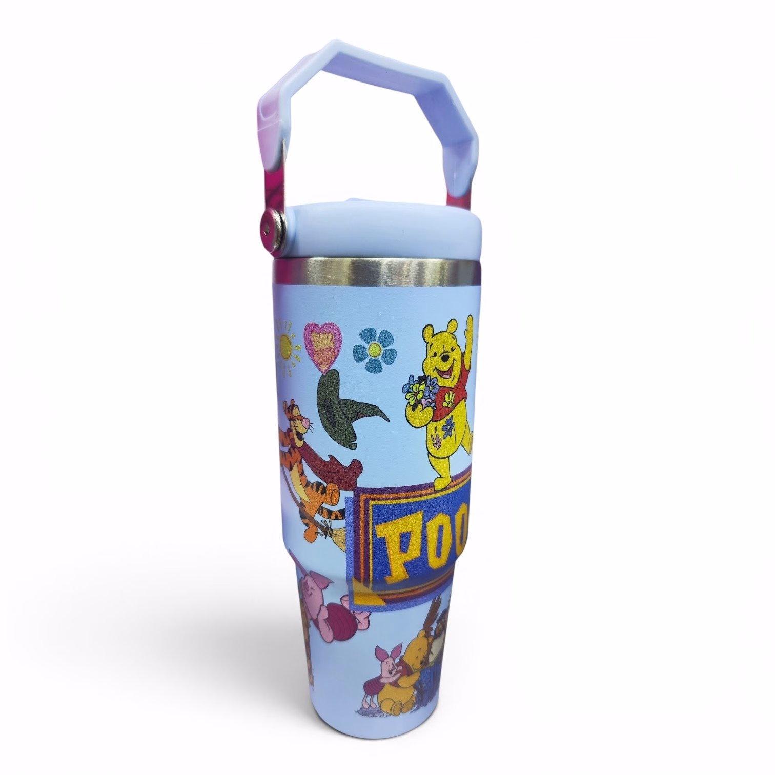 Toptan Winnie the Pooh Çelik Termos | Pastel Mavi Büyük Boy Mug