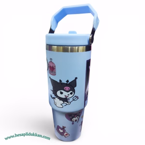 Toptan Kuromi Tasarımlı Çelik Termos | Açık Mavi Büyük Boy Mug