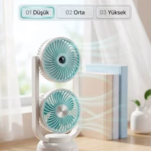Toptan Çift Pervaneli Masaüstü Fan | 3 Seviyeli