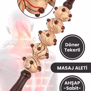 Toptan Ahşap Döner Tekerli Masaj Aleti | Sabit Gövde