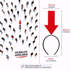 Kırmızı Renk Buradayım Ok Tacı Kaybolmam İşaret Tacı Keçe
