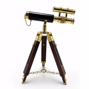 Pirinç Tripod Teleskop Dekoru Ahşap Ayaklı Nı5392B