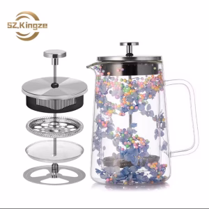 Toptan SZ.Kingze Cam French Press - Paslanmaz Çelik Filtreli Kahve ve Çay Demliği