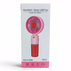 Toptan Çilek Figürlü Sulu Mini El Fanı - Taşınabilir USB Fan (Model K13)