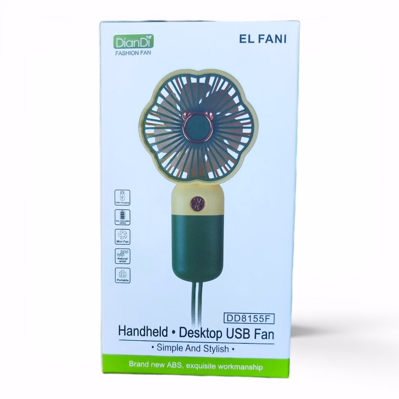 Toptan DianDi Handheld & Desktop USB Fan - Taşınabilir Mini Fan (Model DD8128 - Siyah)