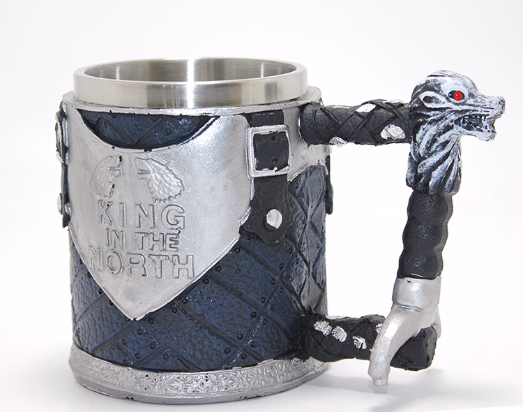 Toptan Game Of Thrones King In The North 3D Kabartmalı Çelik Kupa