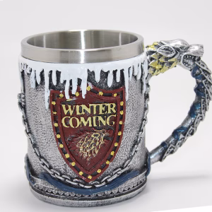 Toptan Game Of Thrones Tasarımlı 3D Kabartmalı Paslanmaz Çelik Kupa Bardak (8.5x11.5 Cm)