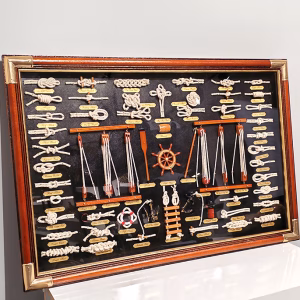 Toptan Ahşap Çerçeveli Denizci Bağları ve Düğümleri Panosu (90*60 cm)