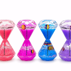 Toptan Dekoratif Kapadokya Balonlu Elmas Sıvılı Kum Saati (13x8 Cm)