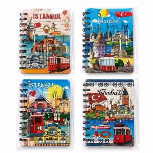 Toptan İstanbul Temalı Kabartmalı Spiralli Not Defteri (15x11 Cm)