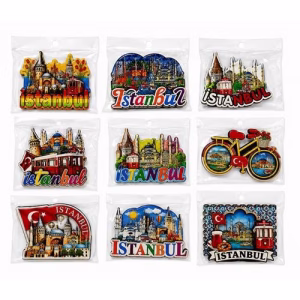 Toptan İstanbul Temalı Dekoratif Ahşap Buzdolabı Magneti (10x7 cm)