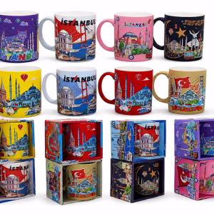 Toptan İstanbul Temalı Premium Porselen Kupa Bardak (9,5 x 12 cm)