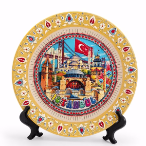 Toptan İstanbul Temalı Porselen Dekoratif Tabak (12 cm)