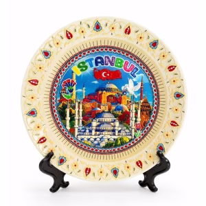 Toptan İstanbul Temalı Dekoratif Porselen Tabak (15 cm)