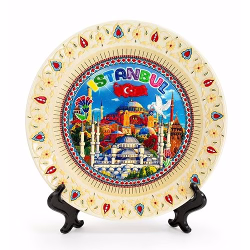 Toptan İstanbul Temalı Porselen Dekoratif Tabak | 20 Cm