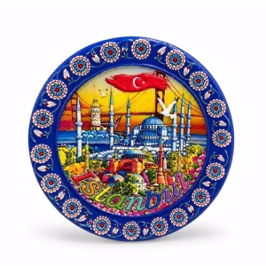 Toptan İstanbul Temalı Dekoratif Seramik Magnet (7,5 cm)