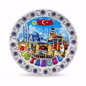 Toptan İstanbul Temalı Dekoratif Seramik Magnet (7,5 cm)