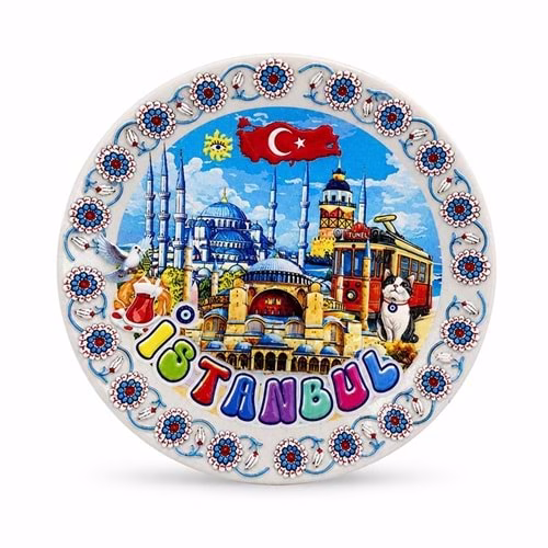 Toptan İstanbul Temalı Dekoratif Seramik Magnet (7,5 cm)