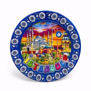Toptan İstanbul Temalı Dekoratif Seramik Magnet (7,5 cm)