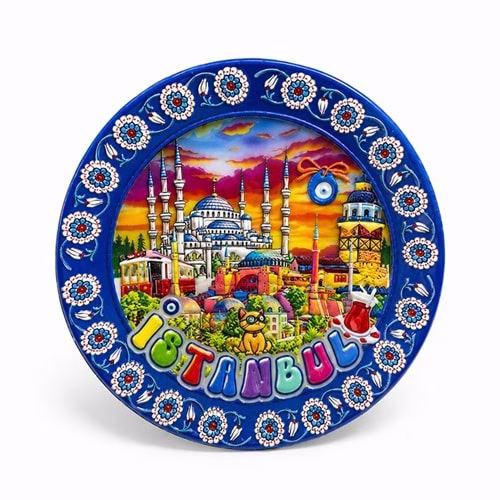 Toptan İstanbul Temalı Dekoratif Seramik Magnet (7,5 cm)