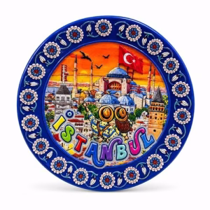 Toptan İstanbul Temalı Porselen Dekoratif Tabak (12 cm)