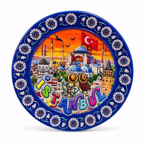 Toptan İstanbul Temalı Porselen Dekoratif Tabak (12 cm)
