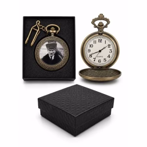Toptan Atatürk Temalı Özel Kutulu Köstekli Saat (4x5 cm)