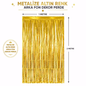 Toptan Gold Metalize Parti Perdesi | 100x200 cm Arka Fon